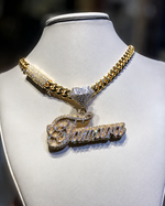 Custom Name Plate Two-Tone Script Font 3D Zircon Letter Necklace Hip Hop Luxury Jewelry Moissanite Pendant Necklace Gift for Her