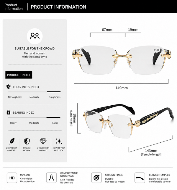 Gafas Vintage Y2K Sin Marco Bisel Cortado